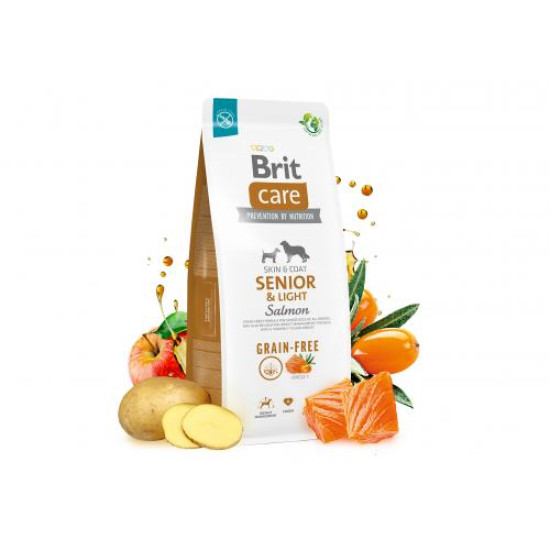 Brit Care Grain-free Senior&Light сухой корм для собак 3 кг - лосось