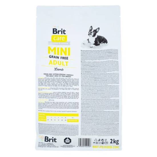 Сухой корм для взрослых собак миниатюрных пород Brit Care Mini GF Adult Lamb 2 кг (ягненок)