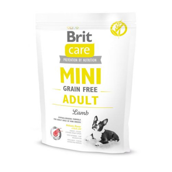 Сухой корм для взрослых собак миниатюрных пород Brit Care Mini GF Adult Lamb 400 г (ягненок)