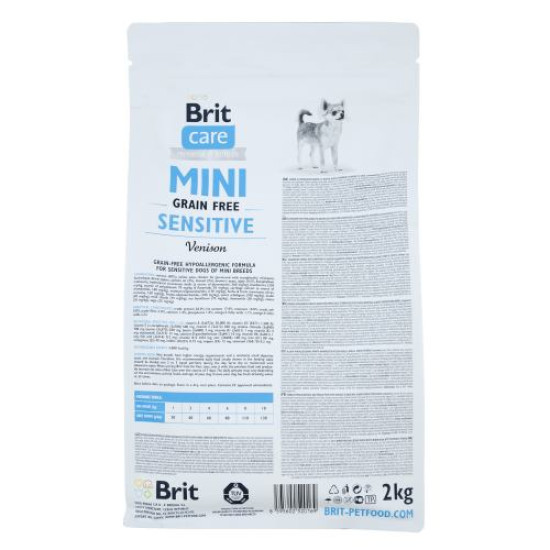 Сухой корм для собак миниатюрных пород с чувствительным пищеварением Brit Care Mini GF Sensitive 2 кг (оленина)