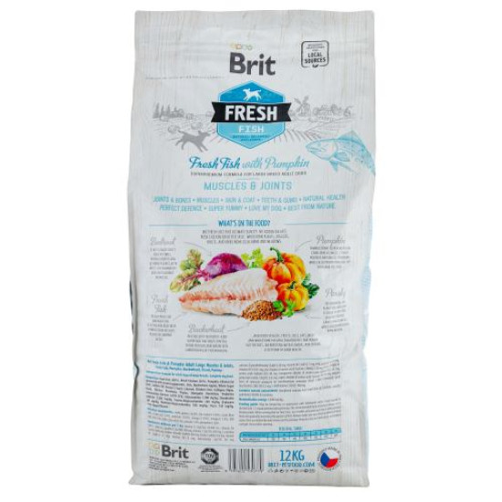 Сухой корм для взрослых собак крупных пород Brit Fresh Fish Pumpkin Adult Muscles & Joints 12 кг (рыба) Сухой корм для взрослых собак крупных пород Brit Fresh Fish Pumpkin Adult Muscles & Joints 12 кг (рыба)
