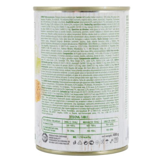 Влажный корм для собак Brit Fresh Duck with Millet 400 г (утка) Влажный корм для собак Brit Fresh Duck with Millet 400 г (утка)