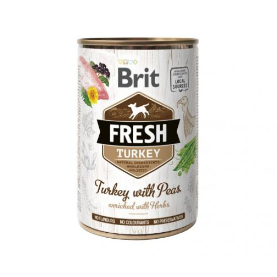 Влажный корм для собак Brit Fresh Turkey with Peas 400 г (индейка) Влажный корм для собак Brit Fresh Turkey with Peas 400 г (индейка)