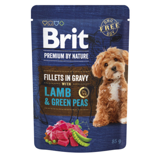 Влажный корм для собак Brit Premium Fillets in Gravy Lamb & Green Peas 85 г (ягненок и зеленый горошек)
