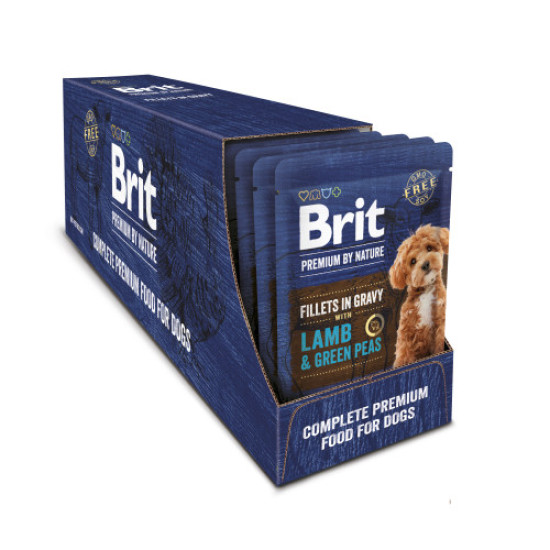 Влажный корм для собак Brit Premium Fillets in Gravy Lamb & Green Peas 85 г (ягненок и зеленый горошек)