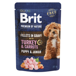 Влажный корм для щенков Brit Premium Fillets in Gravy Turkey & Carrots Puppy 85 г (индейка и морковь)
