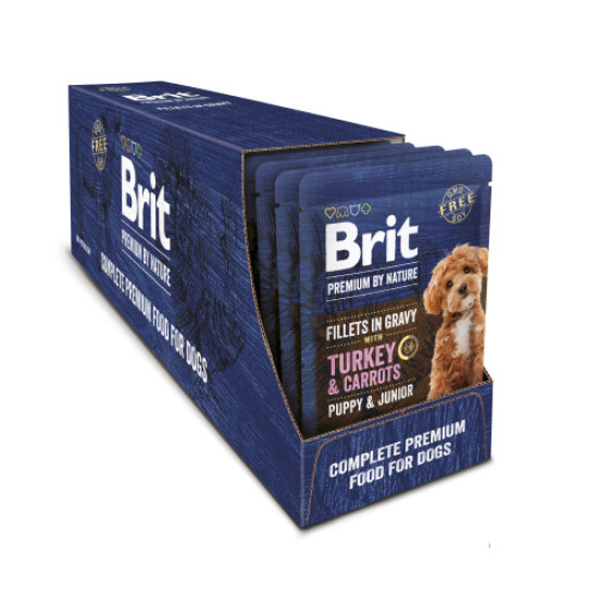 Влажный корм для щенков Brit Premium Fillets in Gravy Turkey & Carrots Puppy 85 г (индейка и морковь) Влажный корм для щенков Brit Premium Fillets in Gravy Turkey & Carrots Puppy 85 г (индейка и морковь)