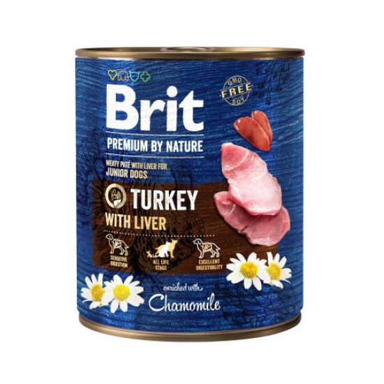 Влажный корм для щенков и молодых собак Brit Premium By Nature Turkey with Liver 800 г (индейка) Влажный корм для щенков и молодых собак Brit Premium By Nature Turkey with Liver 800 г (индейка)