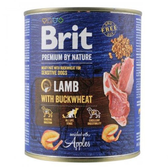 Вологий корм для собак з чутливим травленням Brit Premium By Nature Lamb with Buckwheat 800 г (ягня) Вологий корм для собак з чутливим травленням Brit Premium By Nature Lamb with Buckwheat 800 г (ягня)