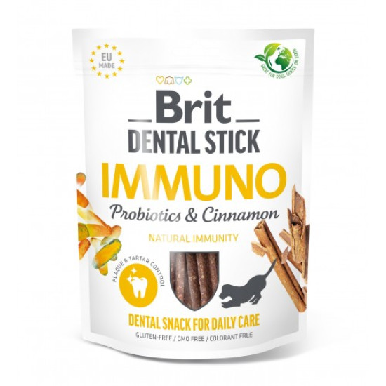 Ласощі для собак Brit Dental Stick Immuno 251 г 7 шт - пробіотики та кориця Ласощі для собак Brit Dental Stick Immuno 251 г 7 шт - пробіотики та кориця