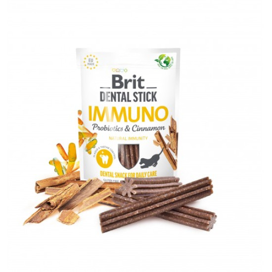 Ласощі для собак Brit Dental Stick Immuno 251 г 7 шт - пробіотики та кориця Ласощі для собак Brit Dental Stick Immuno 251 г 7 шт - пробіотики та кориця