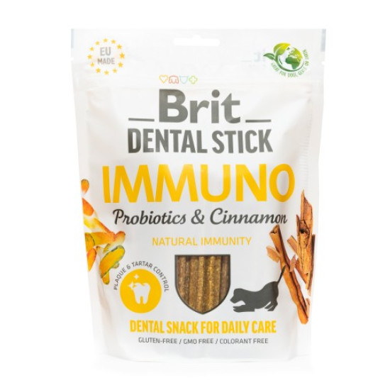 Ласощі для собак Brit Dental Stick Immuno 251 г 7 шт - пробіотики та кориця Ласощі для собак Brit Dental Stick Immuno 251 г 7 шт - пробіотики та кориця