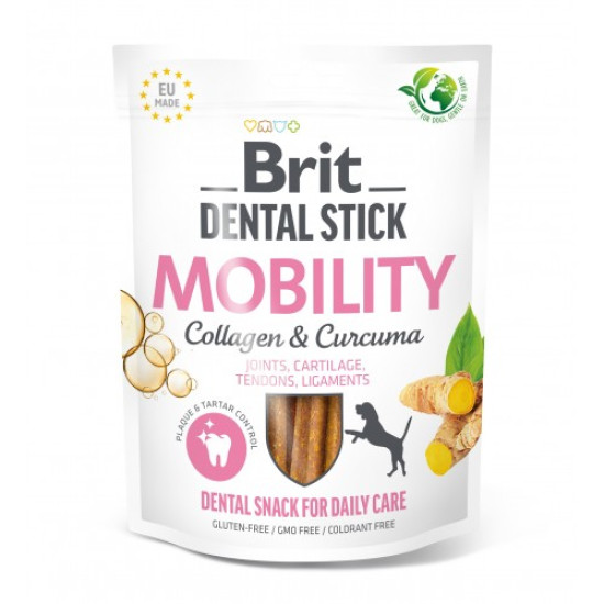 Ласощі для собак Brit Dental Stick Mobility 251 г 7 шт - колаген та куркума Ласощі для собак Brit Dental Stick Mobility 251 г 7 шт - колаген та куркума