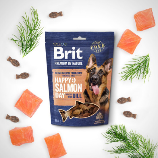 Ласощі для cобак Brit Premium Semi-moist Snacks 180 г - лосось та кріп Ласощі для cобак Brit Premium Semi-moist Snacks 180 г - лосось та кріп