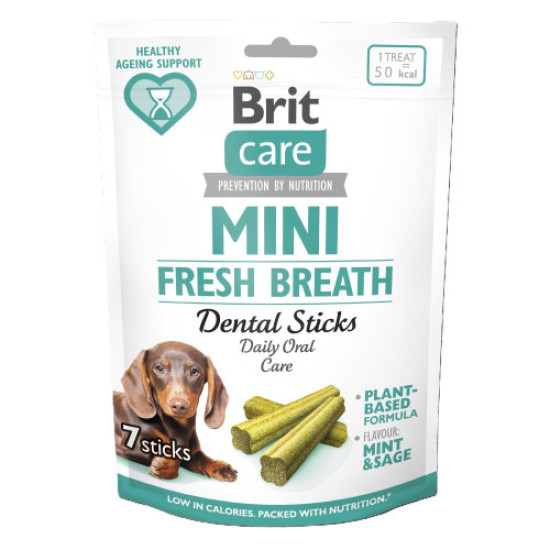 Ласощі Brit Care Mini Treats Fresh Breath д/собак малих порід д/зубів і свіжості подиху 7 шт/120 г Ласощі Brit Care Mini Treats Fresh Breath д/собак малих порід д/зубів і свіжості подиху 7 шт/120 г