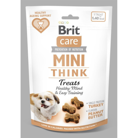 Ласощі Brit Care Mini Treats Think д/собак малих порід д/розумових здібностей індичка смак арахісове масло 50 г