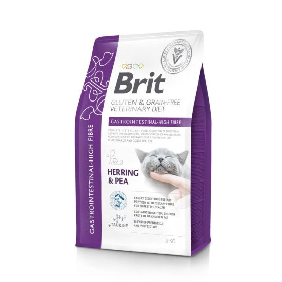 Корм сухий Brit VetDiet Cat Gastrointestinal High Fibre для котів з підвищеним вмістом клітковини з оселедцем 2 кг Корм сухий Brit VetDiet Cat Gastrointestinal High Fibre для котів з підвищеним вмістом клітковини з оселедцем 2 кг