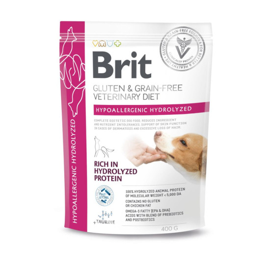 Корм сухий Brit VetDiet Dog Hypoallergenic Hydrolyzed для собак із харчовою алергією з гідролізованим білком 400 г Корм сухий Brit VetDiet Dog Hypoallergenic Hydrolyzed для собак із харчовою алергією з гідролізованим білком 400 г